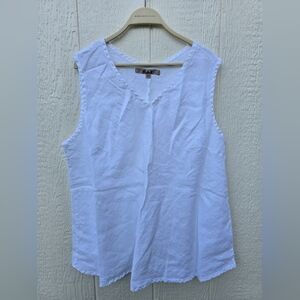 FLAX White Sleeveless Top 100% Linen Womens 2G (22-24)
